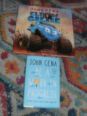 ~ LOT of 2 ~ JOHN CENA ~ Books Hardcover ~ ELBOW GREASE & BE A WORK IN PROGRESS